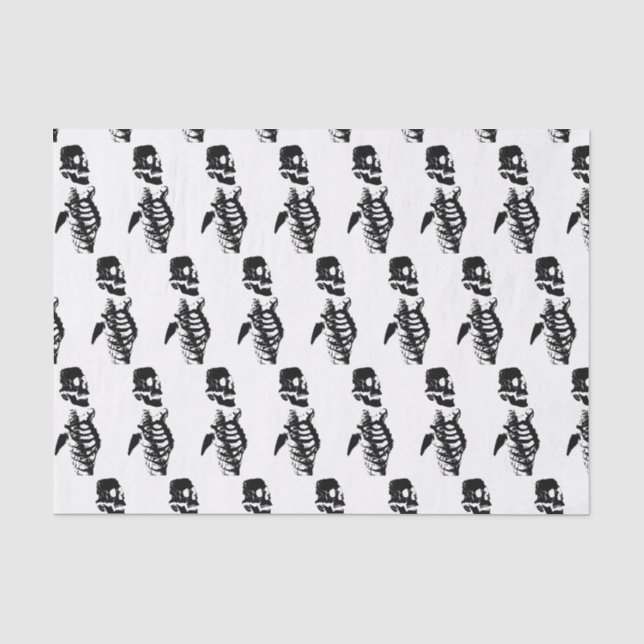 Mousseline Papier Tissu SKELETON NOIR (Recto)