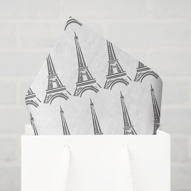 Mousseline Papier Tissu Tour Eiffel (Sac cadeau)
