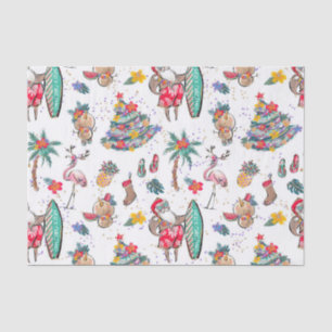 Mousseline Papier Tissu Tropical Holiday Christmas