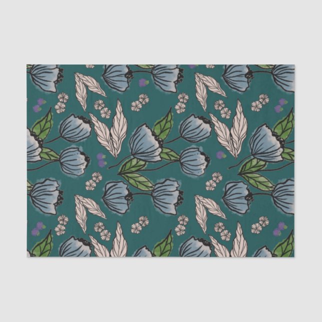 Mousseline Papier Tissu - Turquoise profond (Recto)