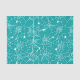 Mousseline Papier Tissu turquoise Spider Web Halloween
