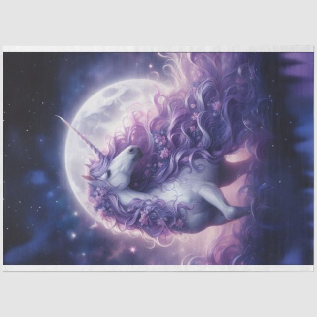 Mousseline Papier Tissu Unicorn Moon (Recto)