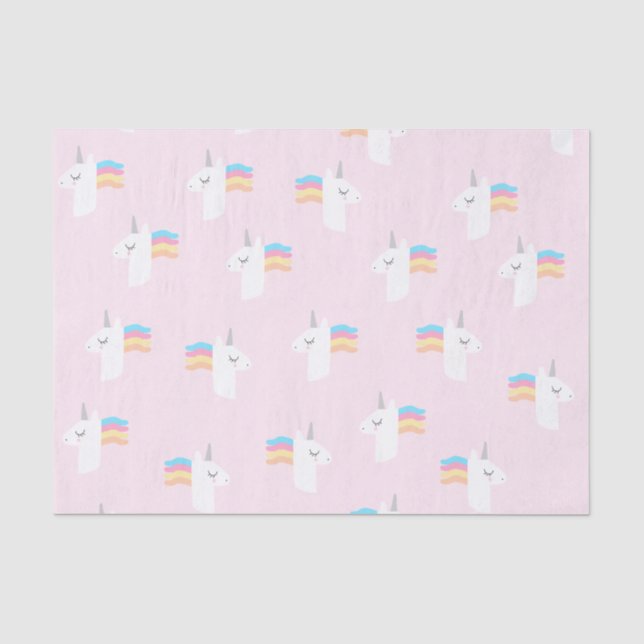 Mousseline Papier Tissu Unicorne Rose (Recto)