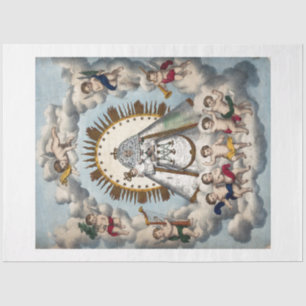MOUSSELINE PAPIER TISSU : VIRGIN ET INFANT AVEC ANGELS