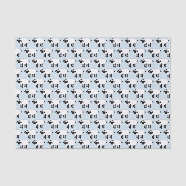 Mousseline Papier Tissu Whimsical Sheep (Recto)