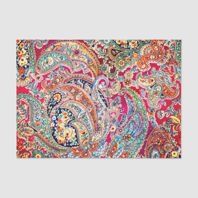 Mousseline Papier Tissu Zsa Paisley (Recto)