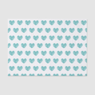 Mousseline Papier tissulaire romantique aux coeurs turquoises