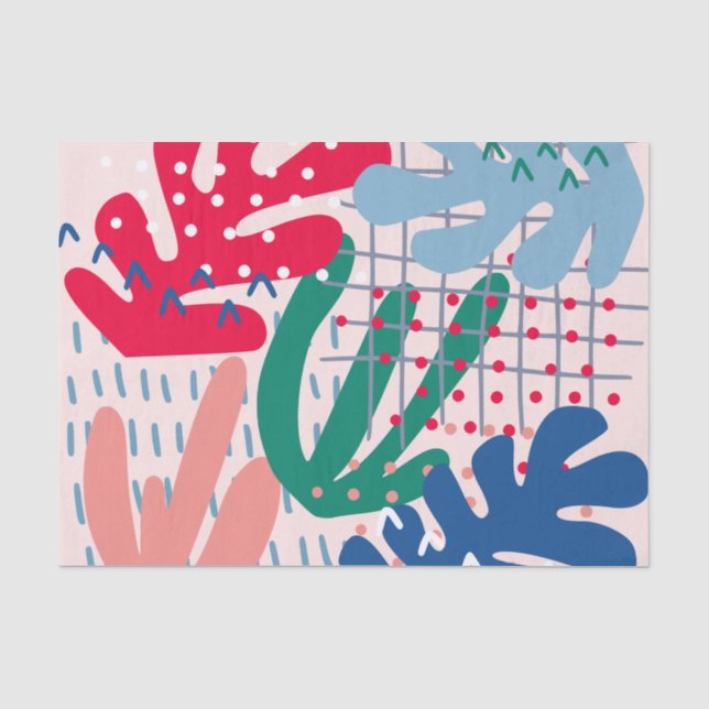 Mousseline Papier Tissus Abstrait rose (Recto)