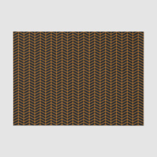 Mousseline Papier tissus Chevron - Orange sur noir