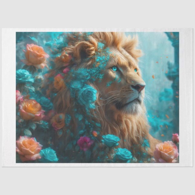 Mousseline Papier Tissus Lion (Recto)