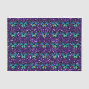 Mousseline Papillon Bleu Sur Papier Tissu À Parties scintilla