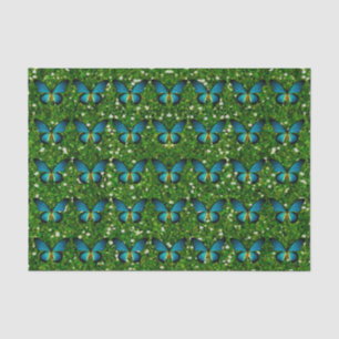 Mousseline Papillon Bleu Sur Papier Tissu Parties scintillant