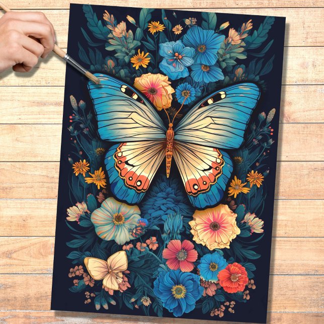 Mousseline Papillon en fleurs 1 Papier de découpage (Créateur téléchargé)