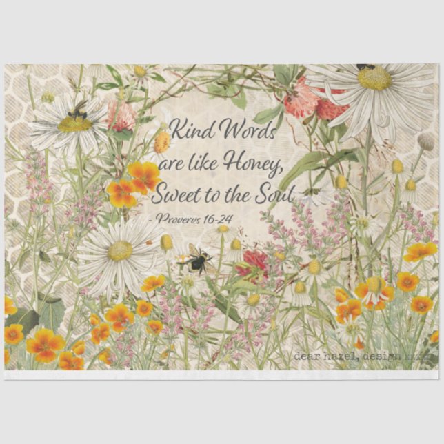 Mousseline Paroles douces Fleur sauvage Découpage Papier de p (Recto)
