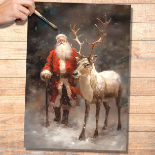 Mousseline Père Noël avec papier découpage Reindeer 1
