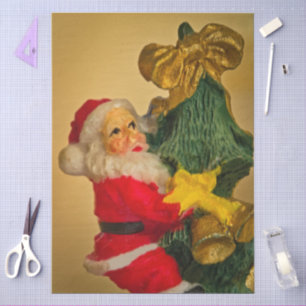 Mousseline Père Noël grimpe l'arbre de Noël Découpage papier 