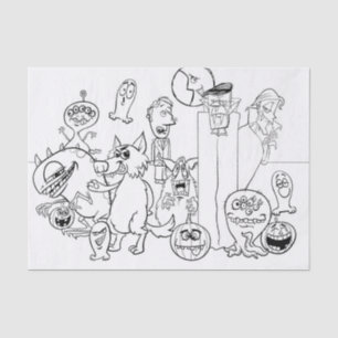 Mousseline PLAISANTE HALLOWEEN MONSTER Tissu papier