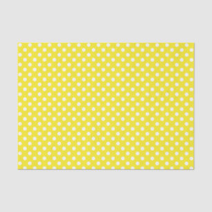 Mousseline Point Polka blanc sur papier tissus jaune