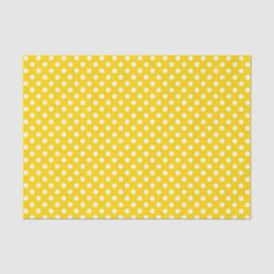 Mousseline Point Polka blanc sur papier tissus jaune d'or