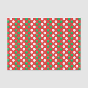 Mousseline Points De Noël Rouge Blanc Et Vert Papier Tissu