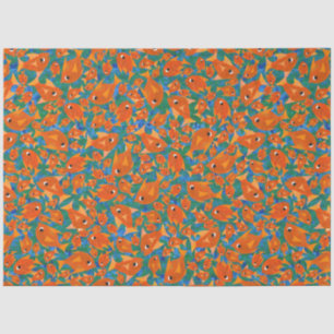 Mousseline Poissons d'oranges savoureuses sur papier de tissu