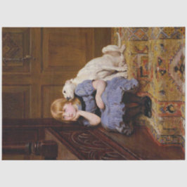 Mousseline Portrait d'une fille et de son chien papier découp