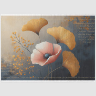 Mousseline Psaume 27:4 Pavot Ginkgo Découpage Papier Tissu