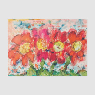 Mousseline Quatre Fleurs CRAZY Papier Tissu