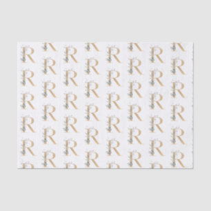 Mousseline R Monogramme papier d'enveloppement floral