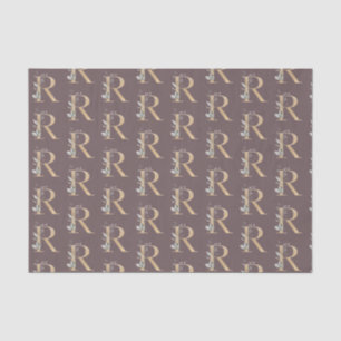 Mousseline R Monogramme papier d'enveloppement floral