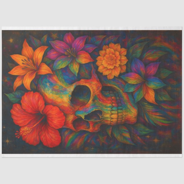 Mousseline Rainbow LGBTQ Fierté Skull Découpage Papier (Recto)