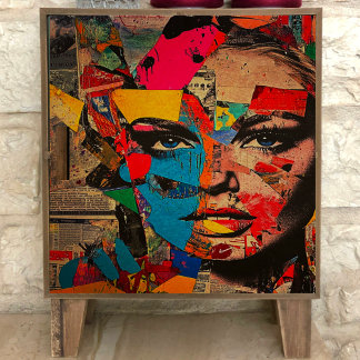 Mousseline Retro Pop Art Femme Découpage Tissu papier