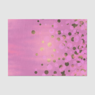 Mousseline Revêtement rose avec des points d'or Papier Tissu