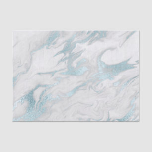 Mousseline Robins Oeuf Bleu et Blanc Marbré papier de tissus