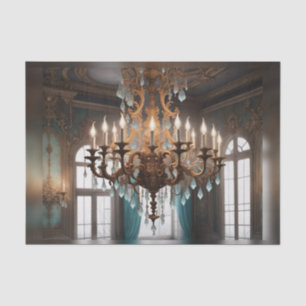 Mousseline Rococo French Chandelier Découpage Papier 1