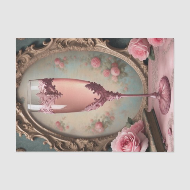 Mousseline Rococo Rococo Champagne Verre Découpage Papier (Recto)