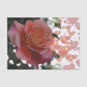 Mousseline Rose avec coeur Tissu Papier