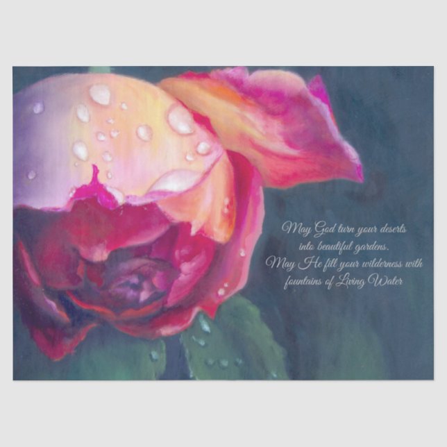 Mousseline Rose et prière Découpage Tissu papier (Recto)