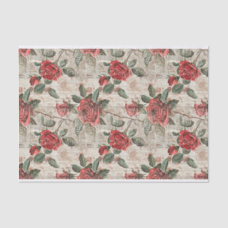 Mousseline Roses rouges en détresse sur Motif de papier journ