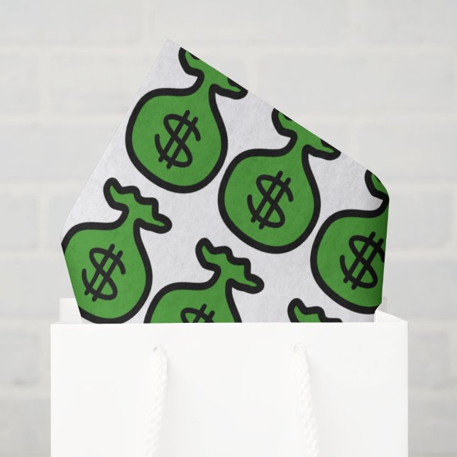 Mousseline Sacs argent vert papier motif (Sac cadeau)