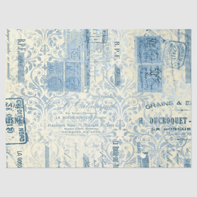 Mousseline Série de papier bleu éphémère design 14 (Recto)