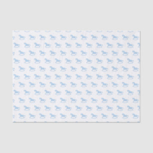 Mousseline Silhouette Cheval à rocher Papier Tissu Bleu