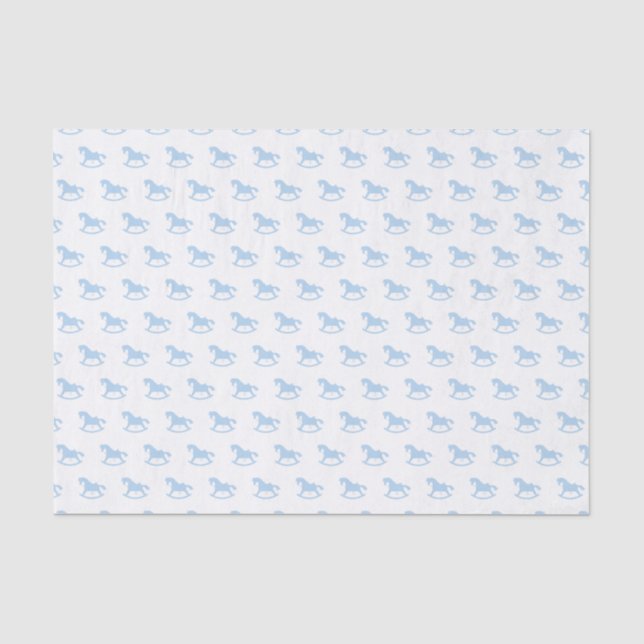 Mousseline Silhouette Cheval à rocher Papier Tissu Bleu (Recto)