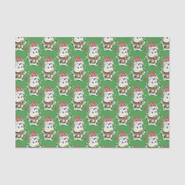 Mousseline Snowbell la vache papier de tissu vert de Noël (Recto)