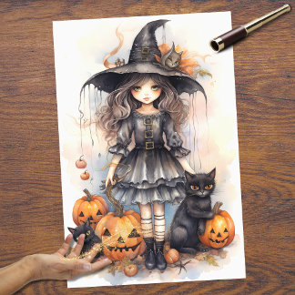 Mousseline Sorcière fille 5 Halloween papier découpage