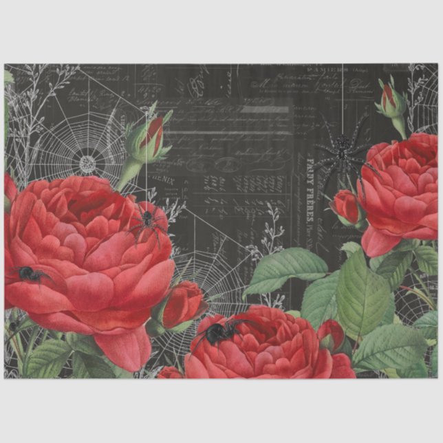 Mousseline Spider Web & Rose rouge Éphémère gothique Papier d (Recto)