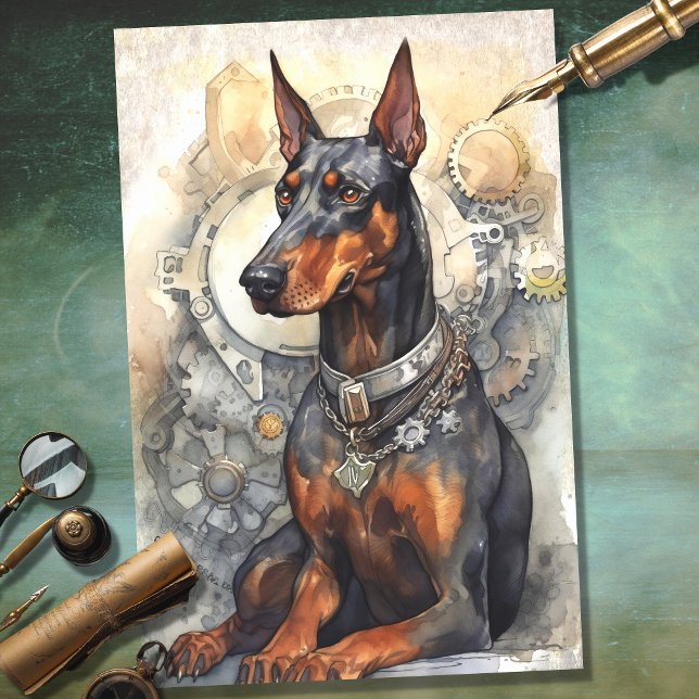 Mousseline Steampunk Doberman 5 papier découpage (Créateur téléchargé)