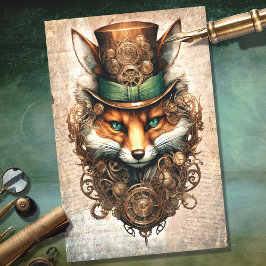 Mousseline Steampunk Fox 4 Portrait Decoupage Papier