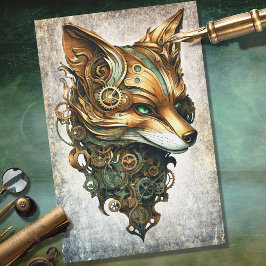 Mousseline Steampunk Fox Portrait Decoupage Papier