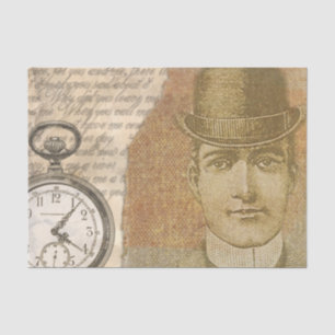 Mousseline Steampunk Gentlemen Pocket Watch Tissu Papier